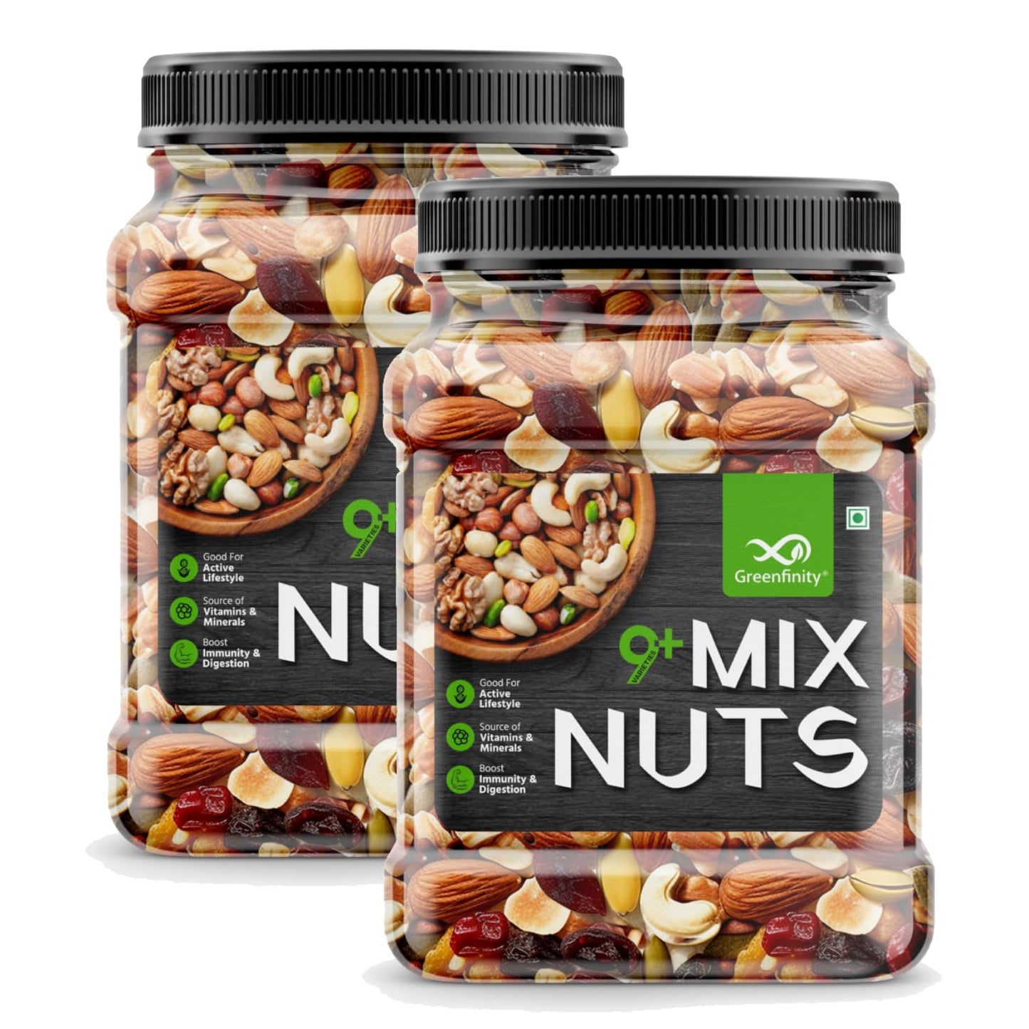GreenFinity Healthy Nutmix 1kg | Jar Pack | Dried Almonds