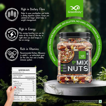 GreenFinity Healthy Nutmix 1kg | Jar Pack | Dried Almonds